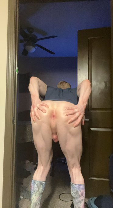 Jesse Stone stretching his ass cheeks to reveal his tight hairless asshole