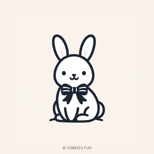Cute Bunny with Ribbon Drawing Easy
