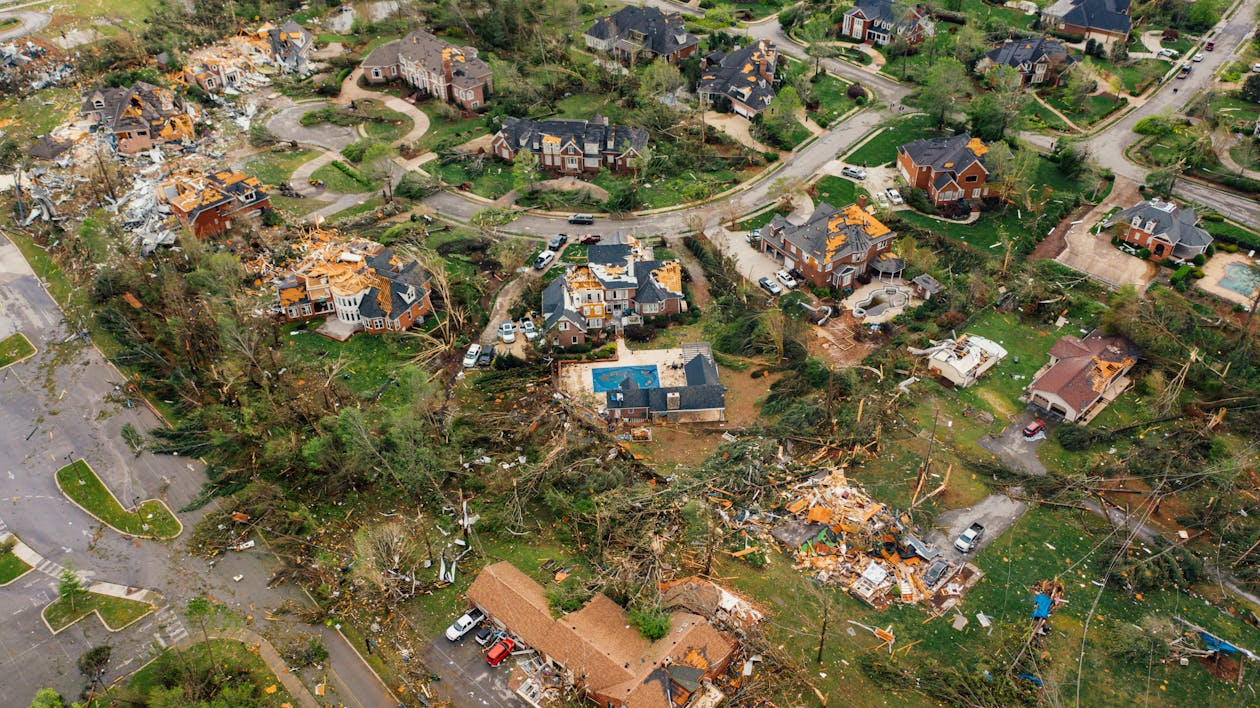 housing area wrecked havoc by a hurricane