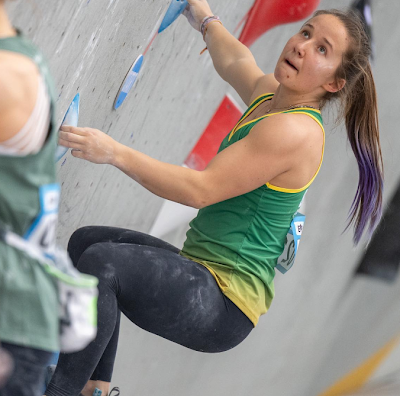 Anja Köhler na Copa do Mundo de Escalada Esportiva em Keqiao (Foto: @kazushigenakajima @ifsclimbing / Instagram)