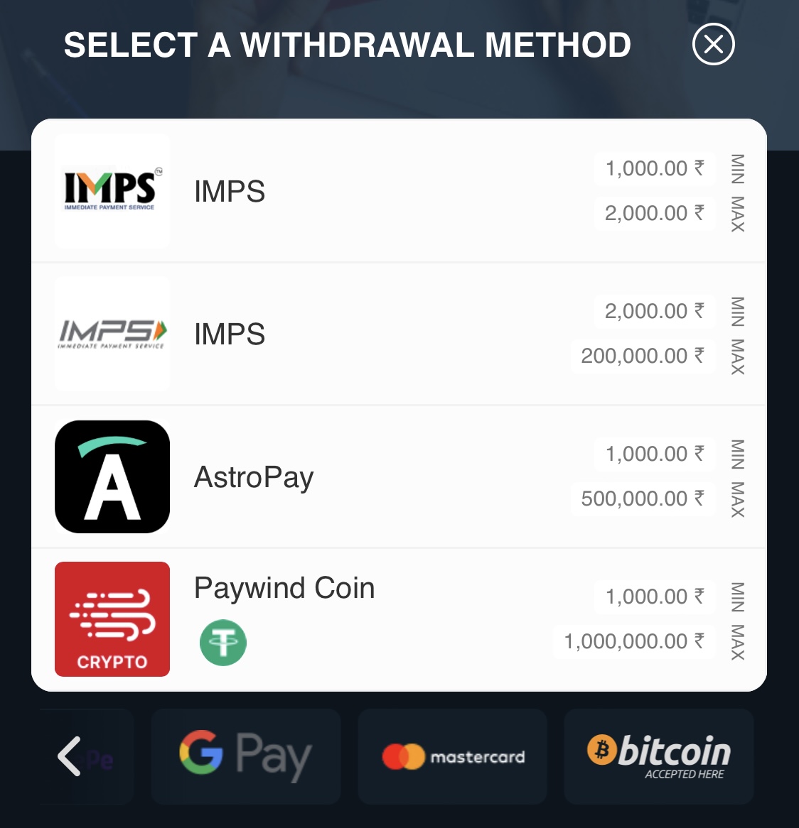 rajabets withdrawal methods