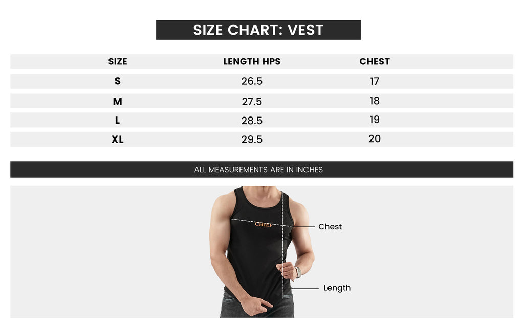 Men's Grip Tank Top size chart