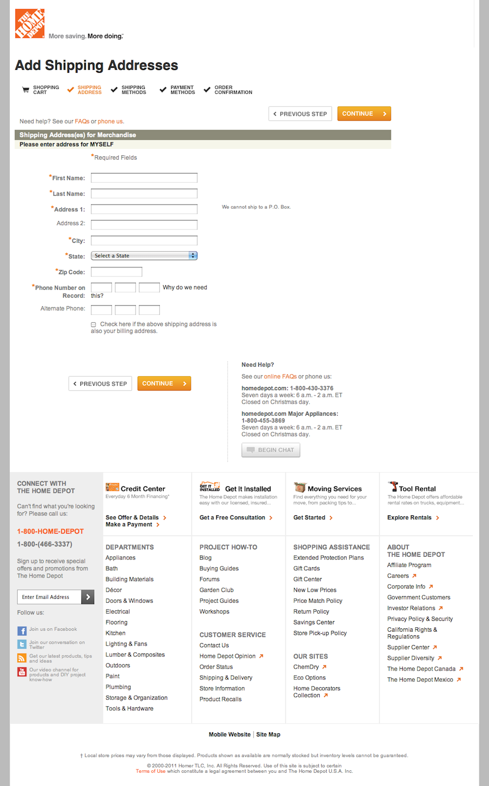 Home Depot's Billing Address – 505 of 599 Billing Address Examples –  Baymard Institute