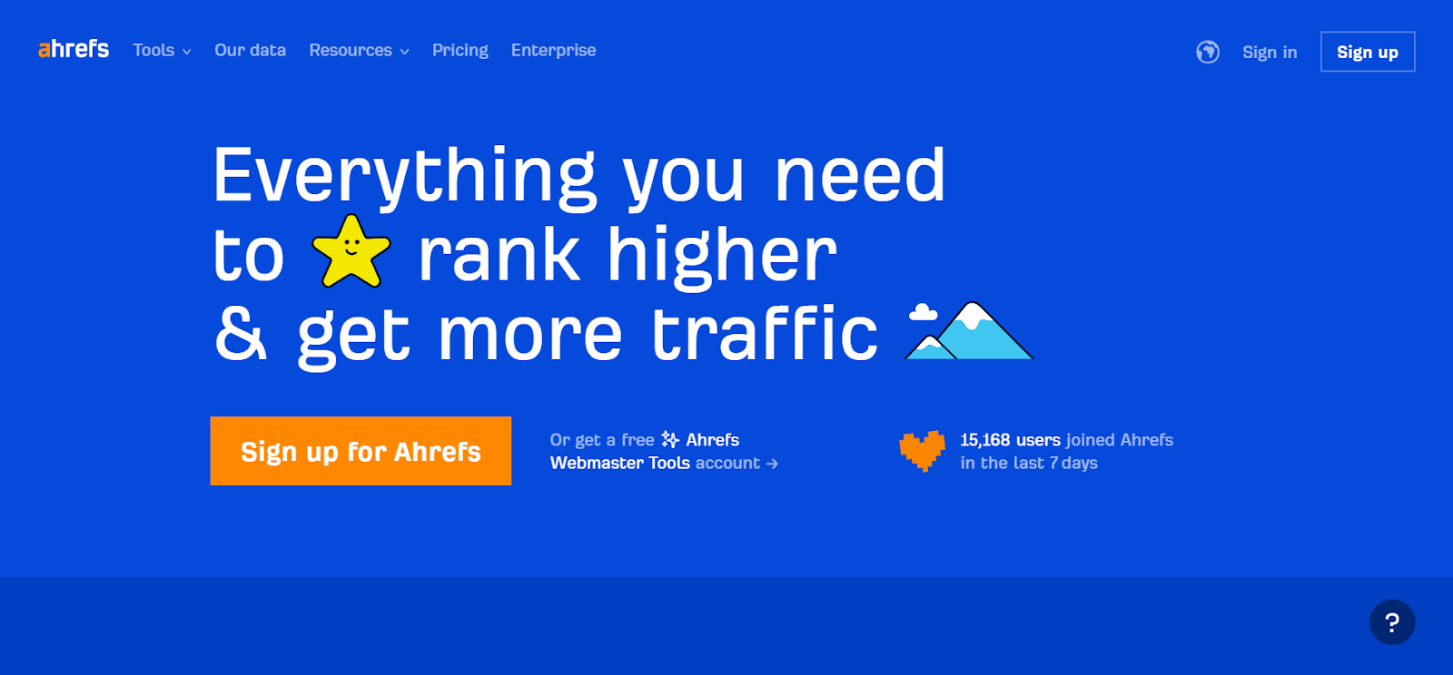 A screenshot of Ahrefs' website