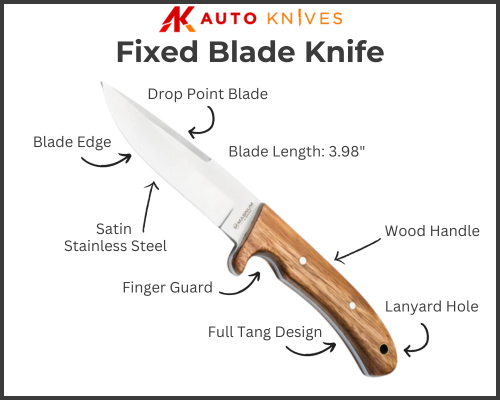 Infographic describing the structure of a fixed blade knife