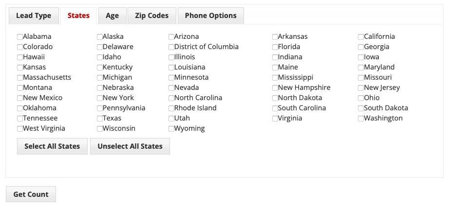 filtering leads via zip code, active life insurance policies, credit score, address, and demographics.