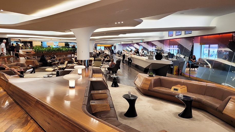 The Virgin Atlantic Clubhouse is the lounge area of Virgin Upper Class. It is typically rather large and extended, with a curved bar and other lovely elements