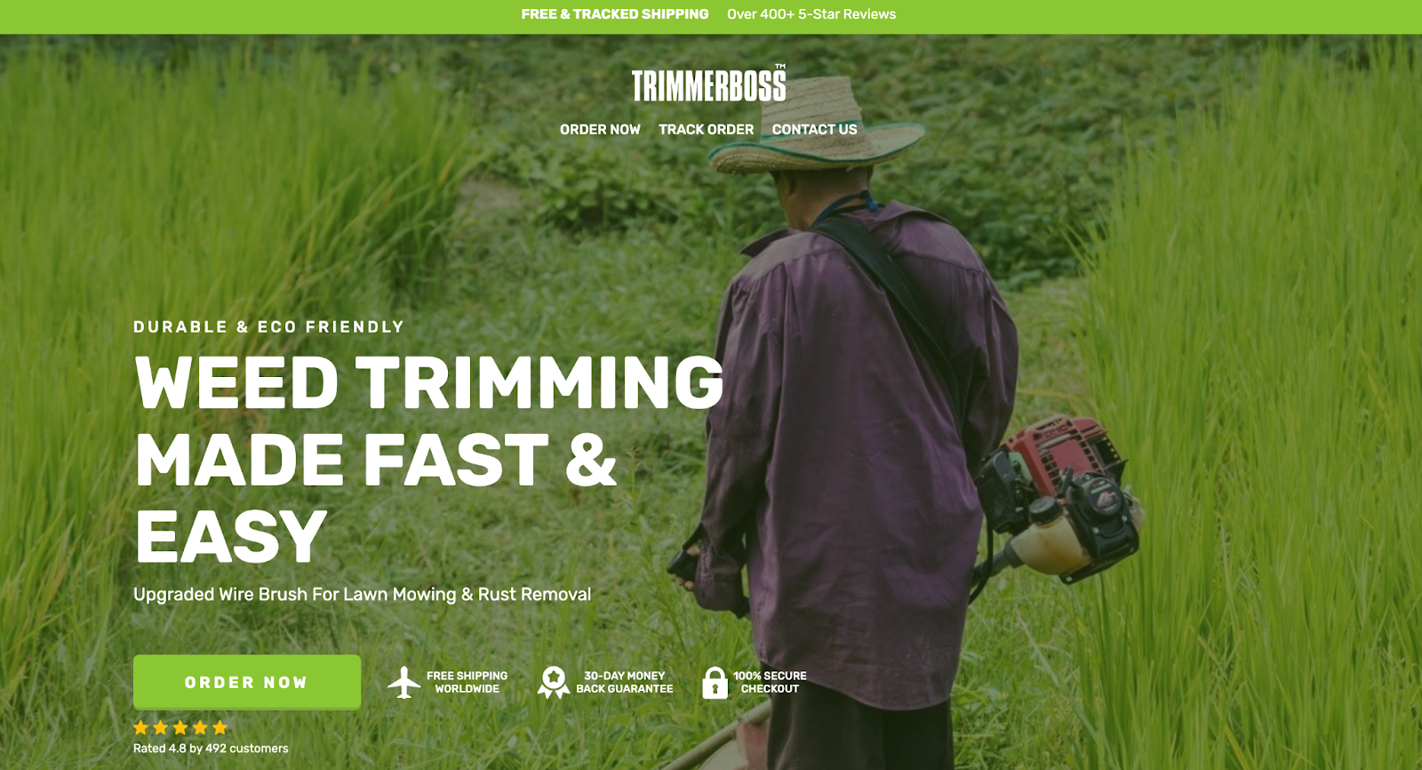 single product website example: Trimmer Boss