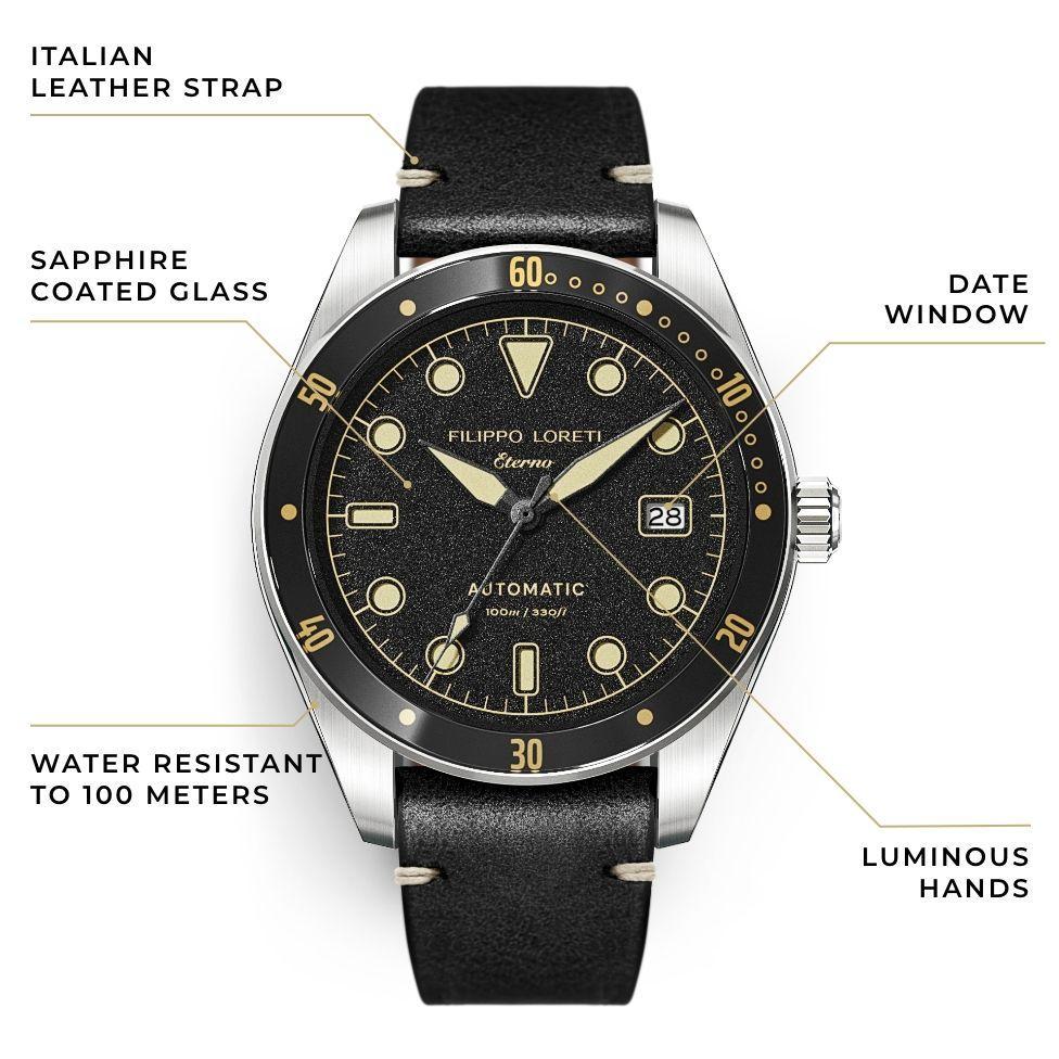 Eterno Black Diver Automatic Watch
