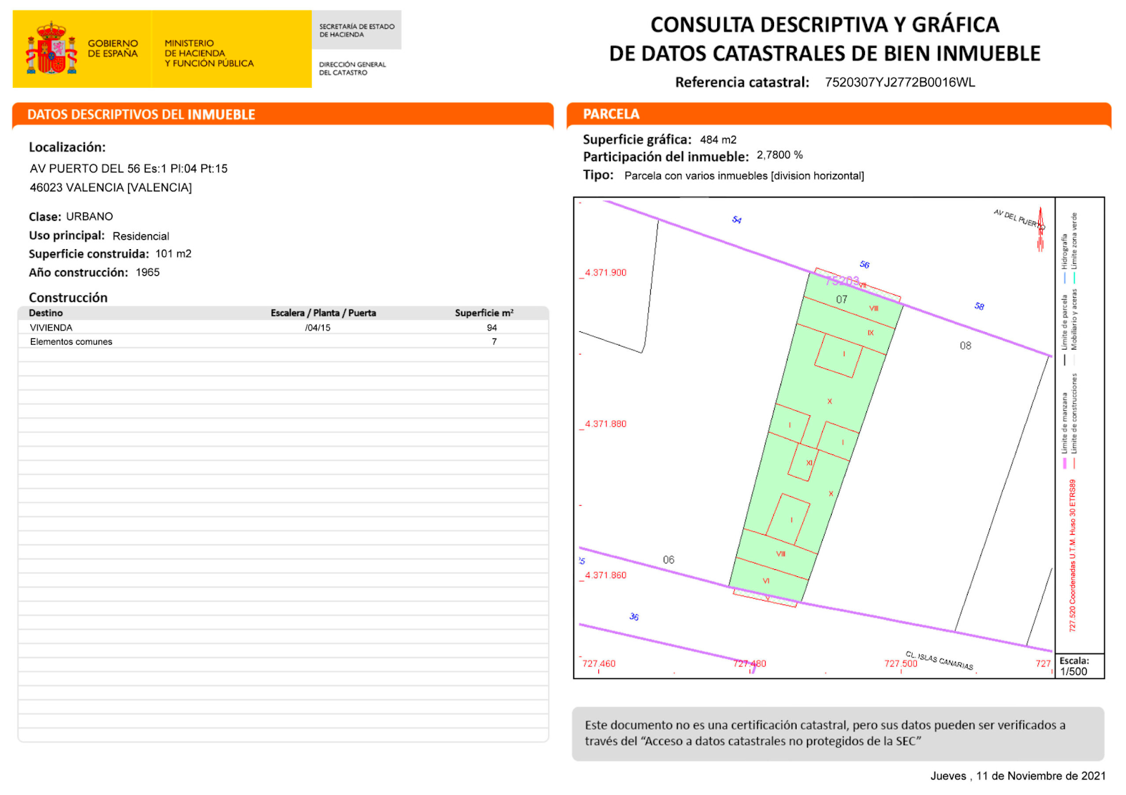 Componentes de una hoja catastral