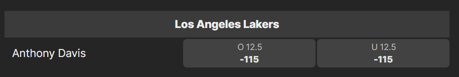 Over/Under bet for a player, example: Anthony Davis