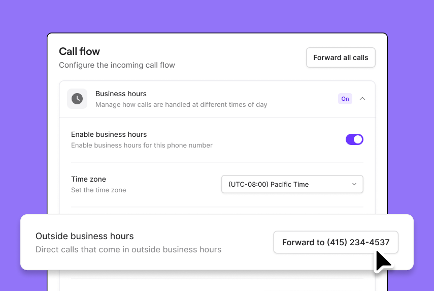 Business call forwarding: Forward calls outside business hours
