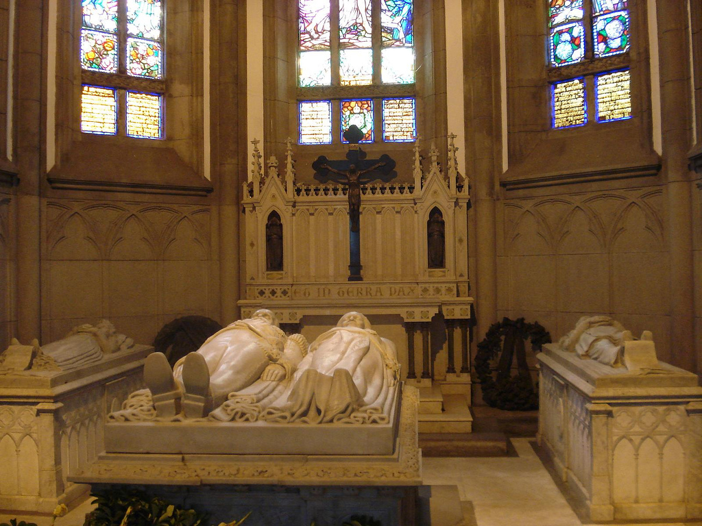 Tomb of Princess Isabel (far left) at the Imperial Mausoleum, within the Cathedral of Petrópolis, Brazil