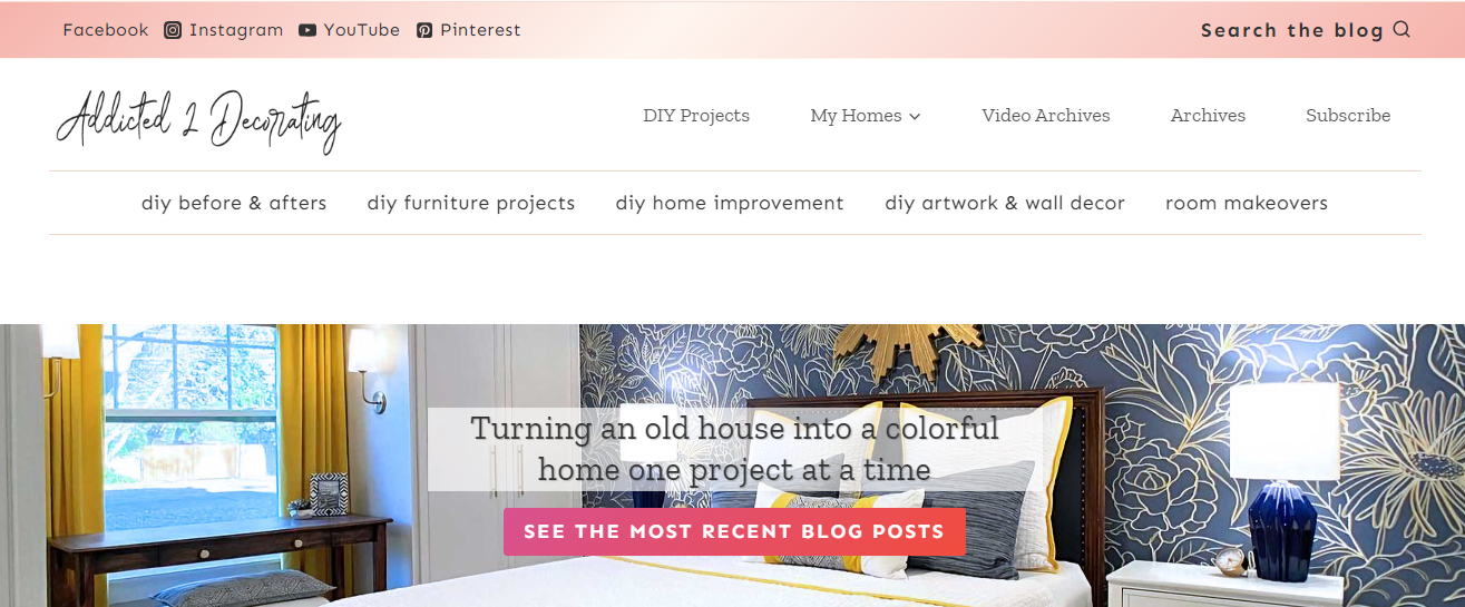 Homepage of the trending blog Addicted2Decorating