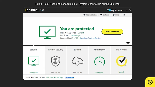 How to Run a Scan on Norton Protection for Viruses, Spyware, and Security Threats screenshot