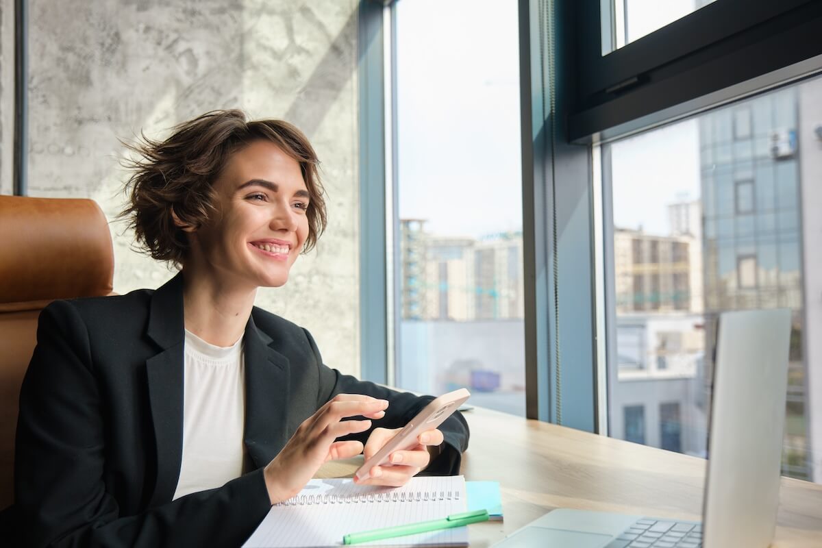 Entrepreneur using her phone