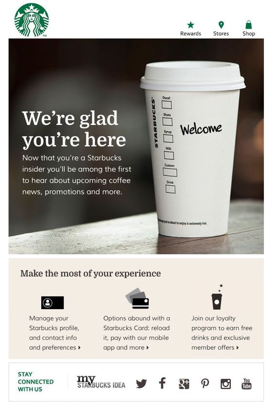 Starbucks email marketing example