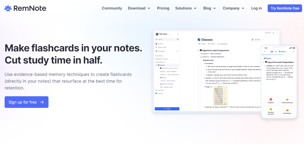 RemNote: Make flashcards in your notes. Cut study time in half