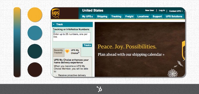 How to make a wordpress professional site, example of UPS’ color palette