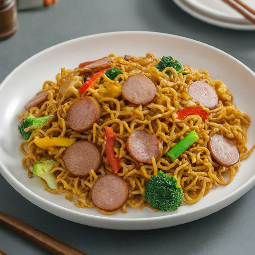 Chicken sausage and noodles