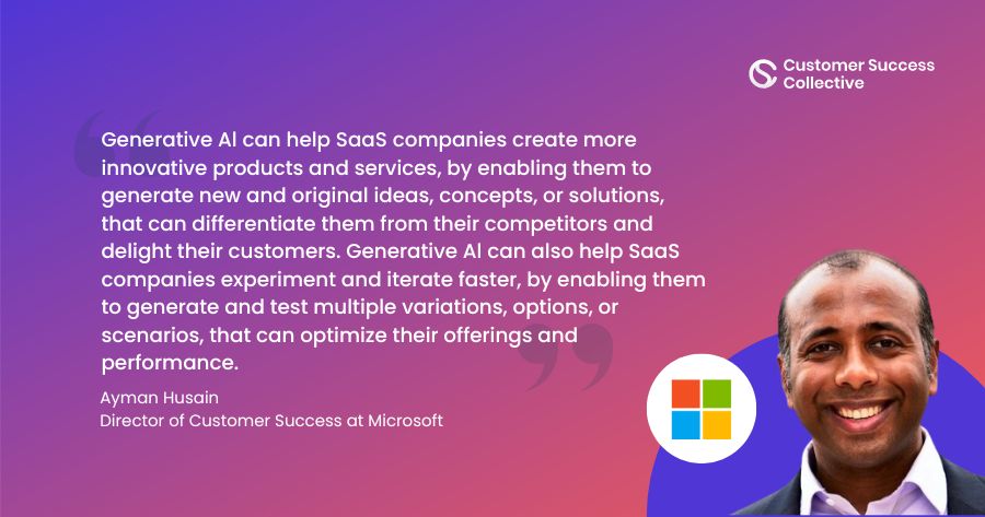 Generative Al can help SaaS companies create more innovative products and services, by enabling them to generate new and original ideas, concepts, or solutions, that can differentiate them from their competitors and delight their customers. Generative Al can also help SaaS companies experiment and iterate faster, by enabling them to generate and test multiple variations, options, or scenarios, that can optimize their offerings and performance.