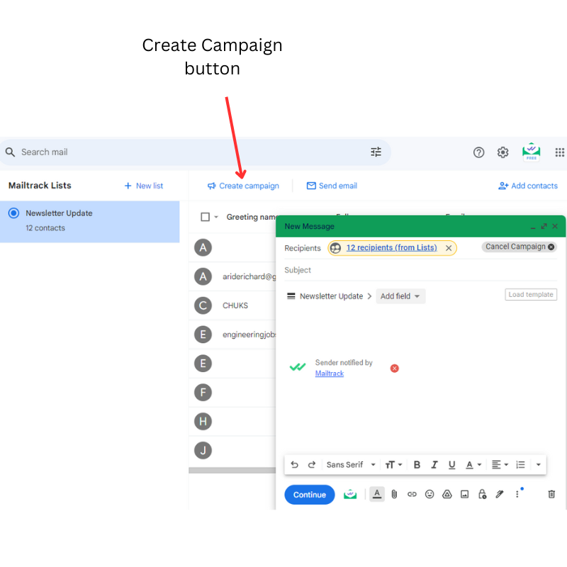 Create campaign button