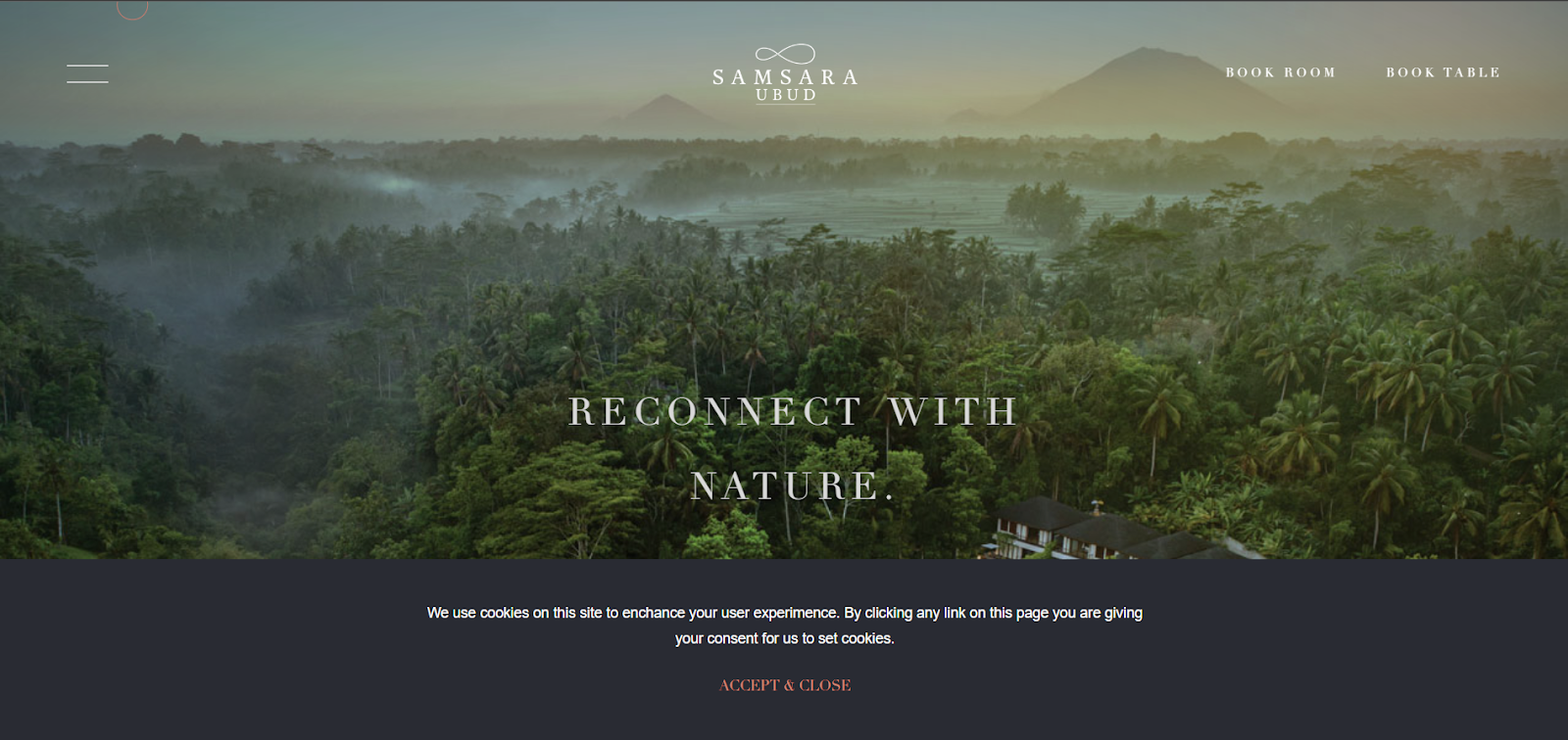 hotel website examples, Samsara Ubud