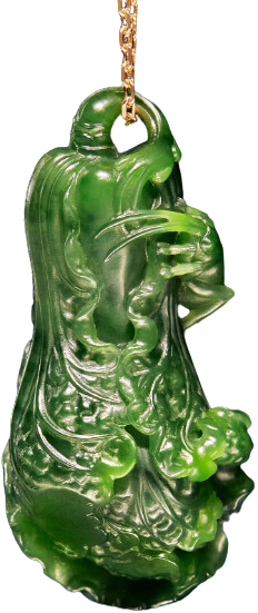 A close-up of a jade sculpture

Description automatically generated