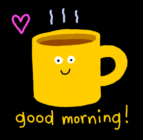 Gif of a smiling mug with "good morning" written underneath
