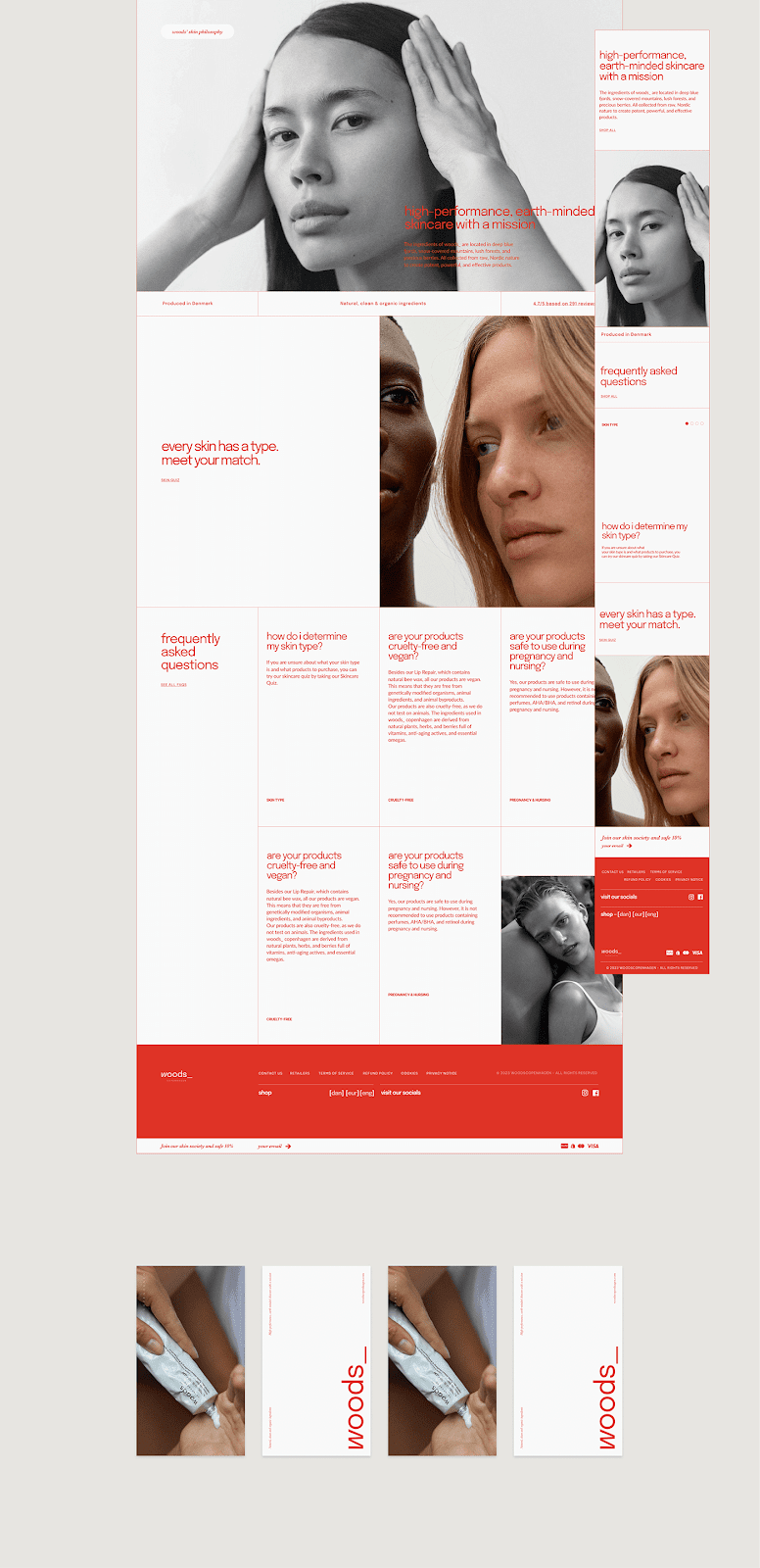 web design beauty brand identity copenhagen cosmetics danish natural organic skincare UI ux