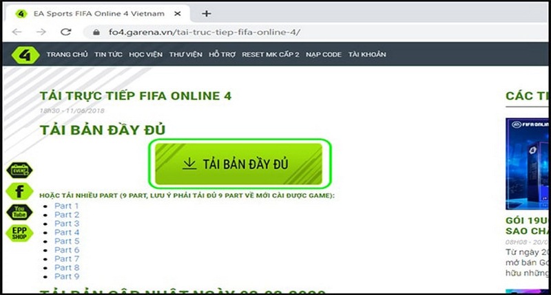 Bước 1 - Hướng dẫn cách tải FIFA Online 4 trên máy tính 