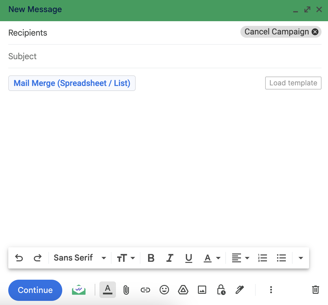 Starting Mail Merge campaign with Mailsuite