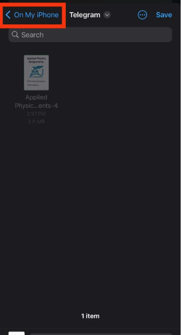 Click on the ‘on my iPhone’ option and then choose a folder in which you want to download the file