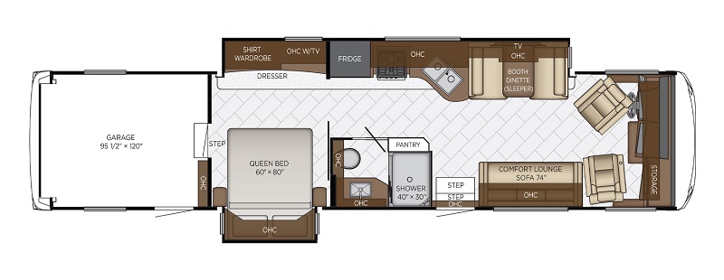 2024 best Class A motorhomes for full-timers Newmar Canyon Star 3947 floor plan