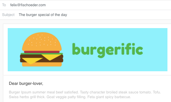 Burgerific email example in Customer.io