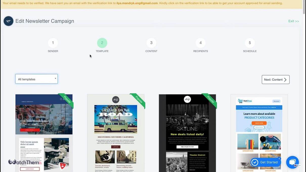 screenshot of SendX email marketing platform dashboard