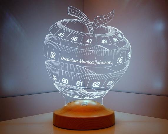 Personalized 3D Apple LED Lamp For Nutritionist Gift for image 1