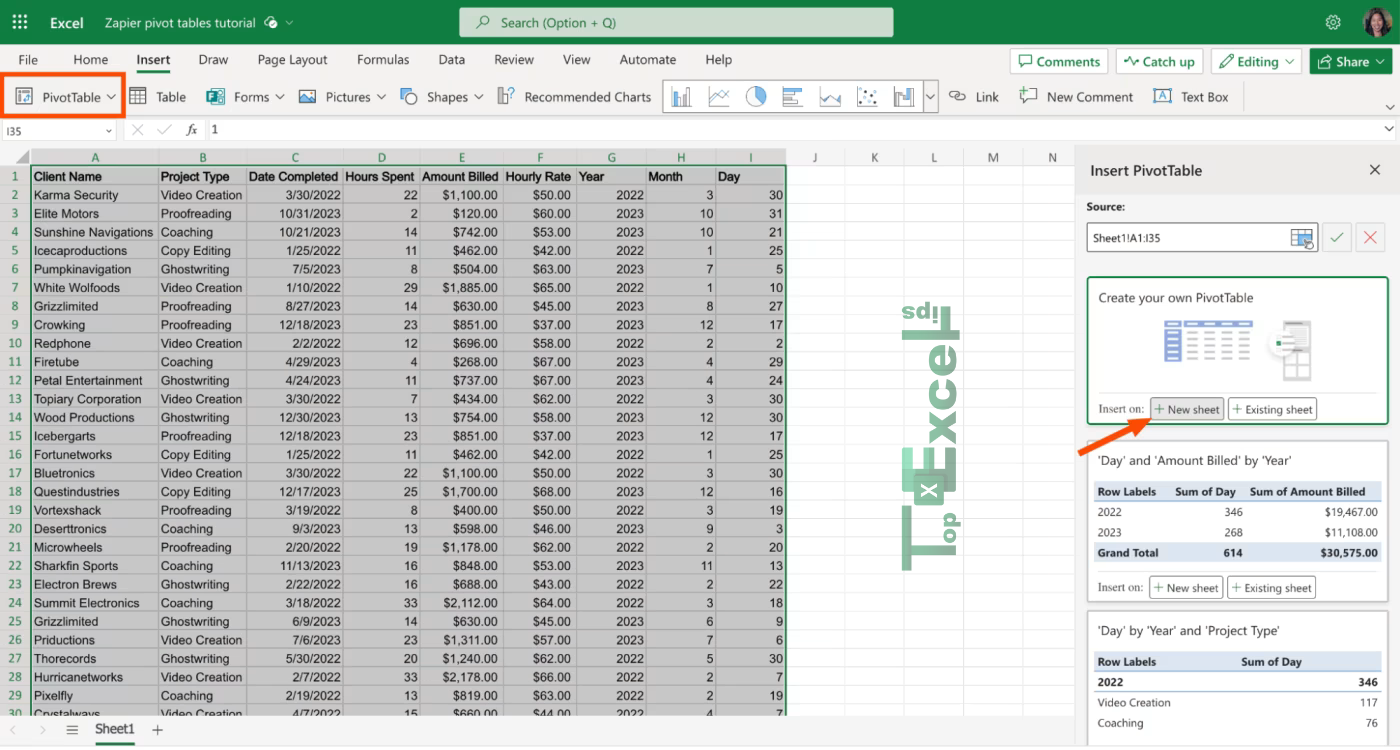 this image show the process of Using Pivot Tables in Excel