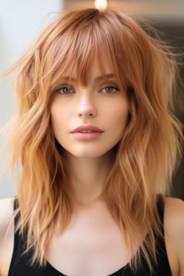 Pearl Blonde Shag with long bangs
