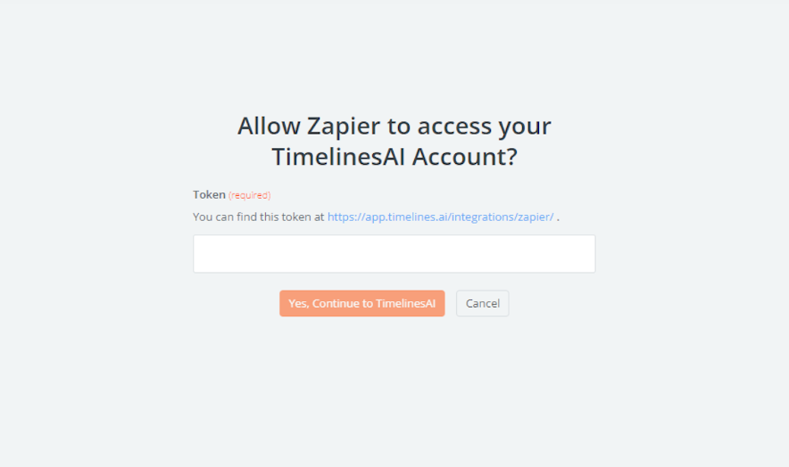 Connecting TimelinesAI Account in Zapier