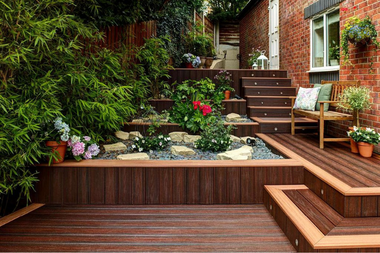 composite decking with stairs and planter custom built michigan