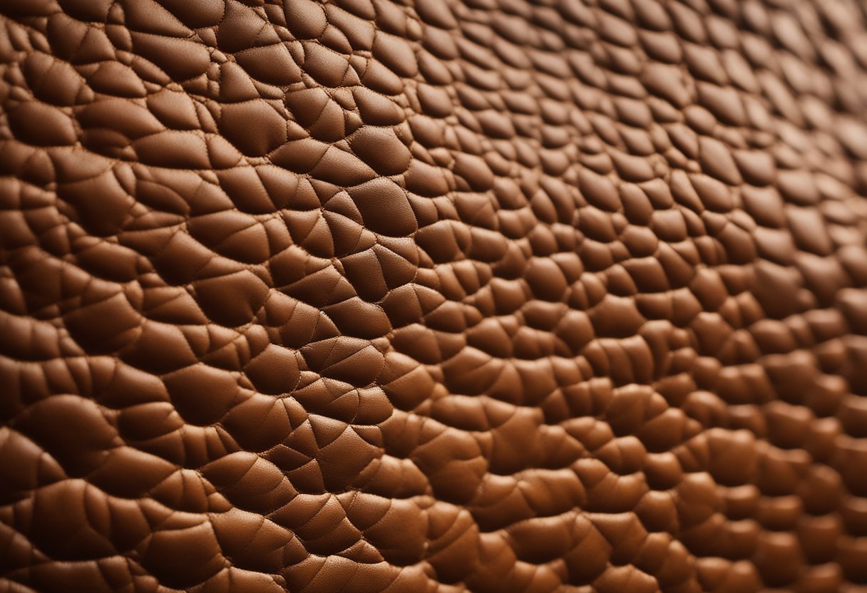 A close-up of bovine leather with visible grain and texture, under bright natural light for quality assessment