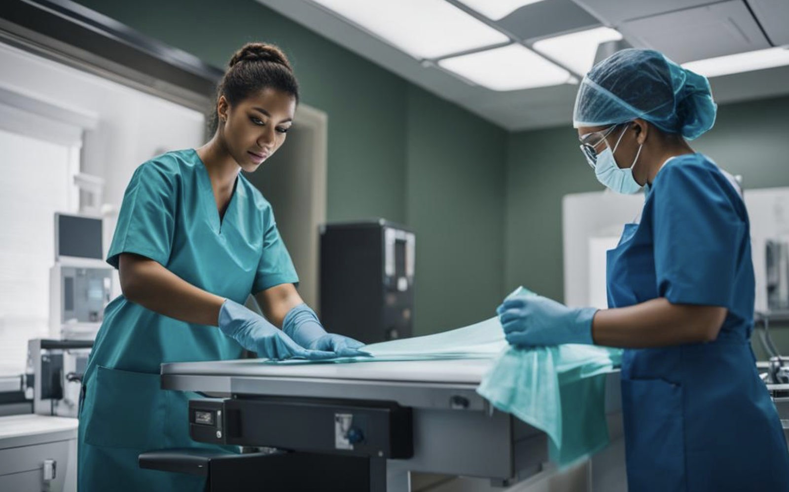 X-ray technicians prepare for an imaging session