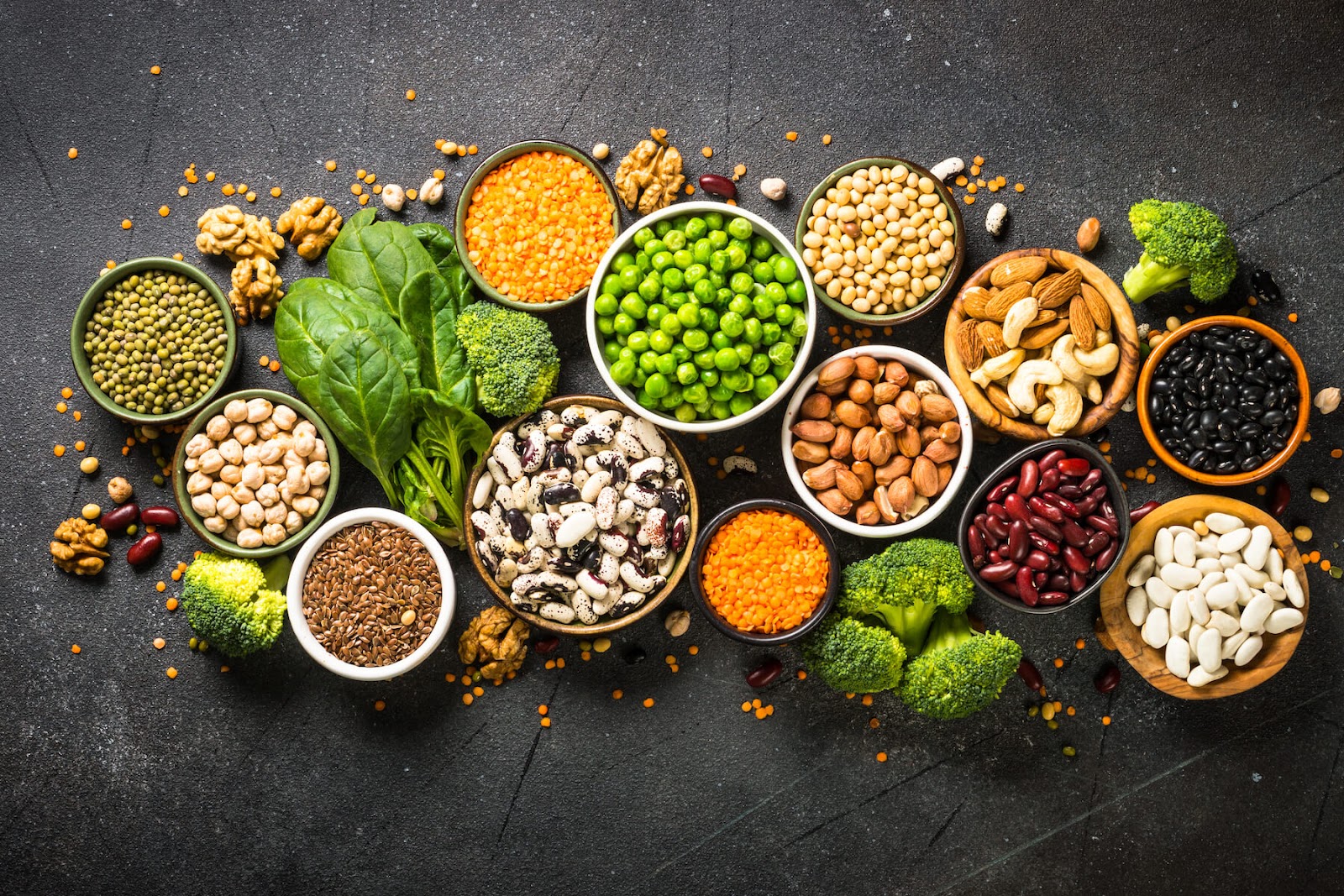 植物性高蛋白質食物-黃豆、大豆、波菜、扁豆、青花菜、波菜、鷹嘴豆