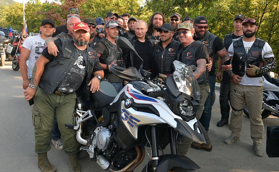 Vladimir Putin photographing with members of Moscow's Night Wolves biker club on their August 10, 2019 ride in Crimea, which Russia annexed from Ukraine in March 2014. Photo: kremlin.ru