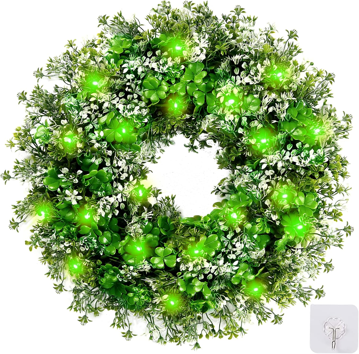 St. Patrick's Day Clover Light Wreath