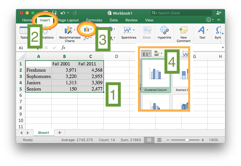 Excel sheet showing the steps described above.