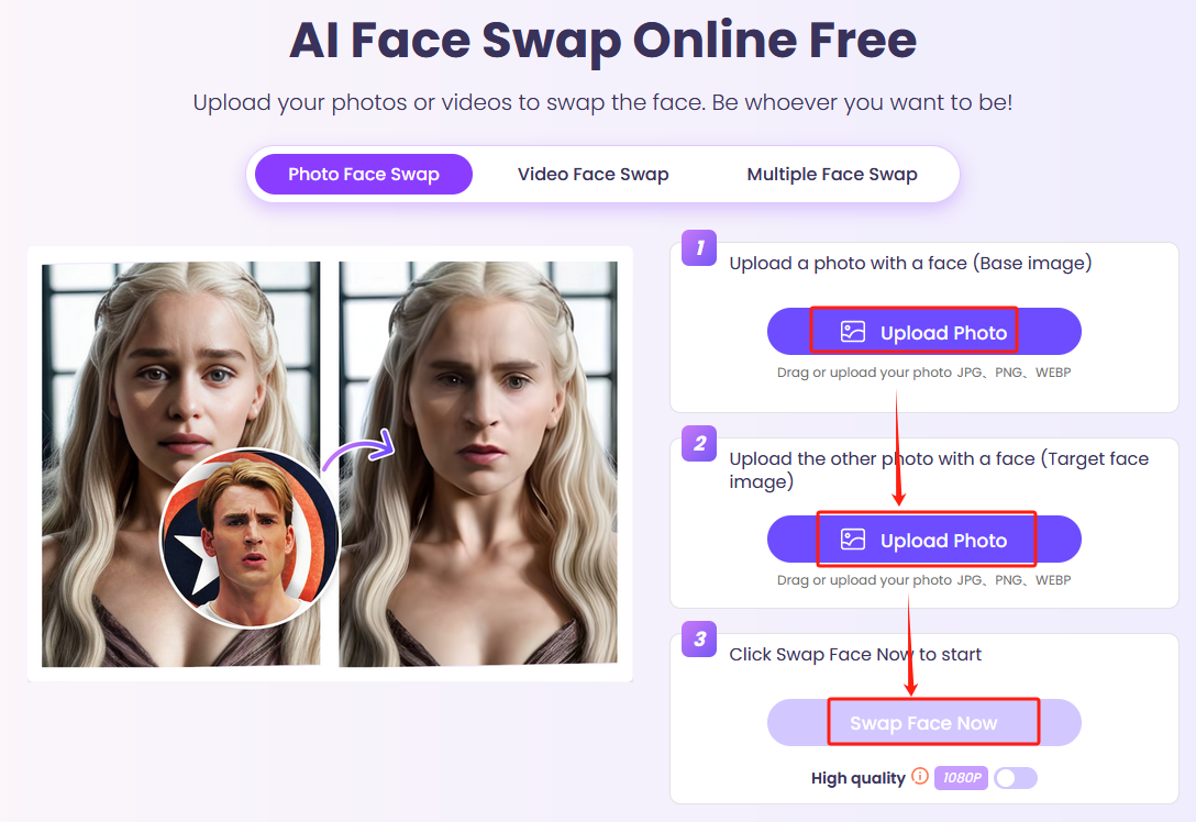 Use Vidnoz AI Face Swap as a Random Gensin Character Generator