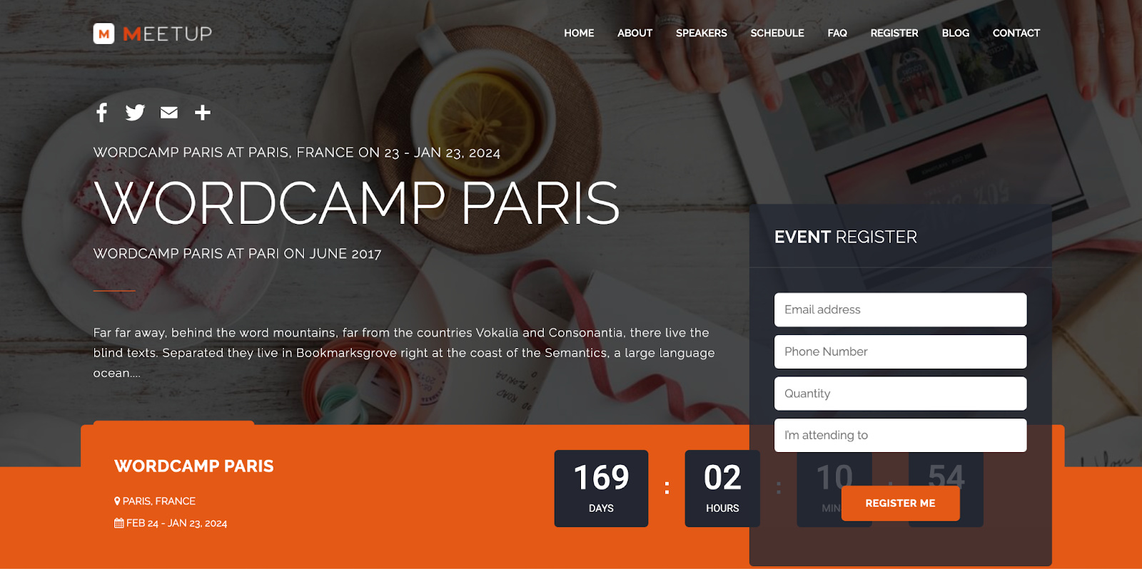 best wordpress event templates, Meetup