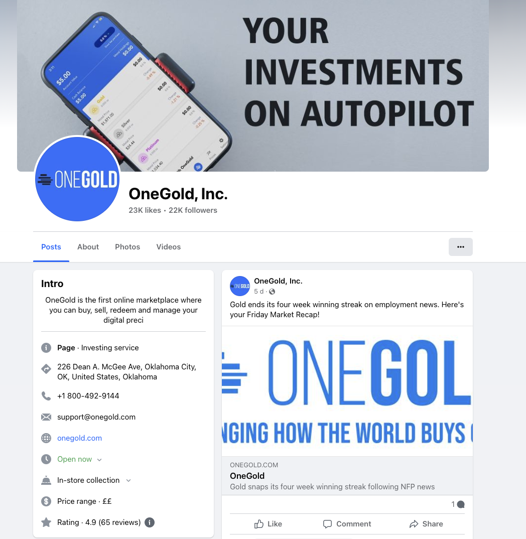 OneGold lawsuit facebook
